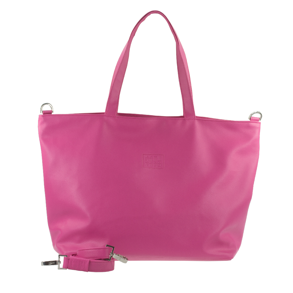 shopper tote bag with handbag strap by manufabo in pink