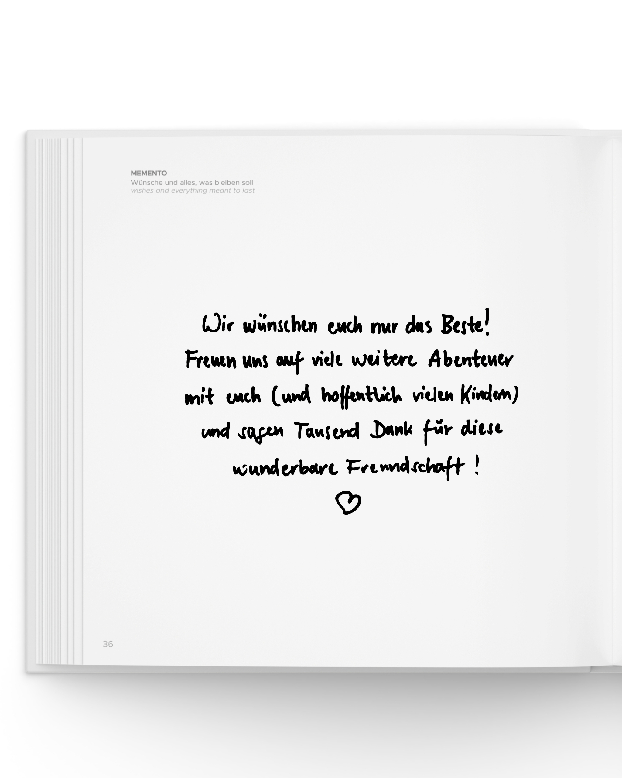 MEMENTO Gästebuch – freie Seite mit Wünschen