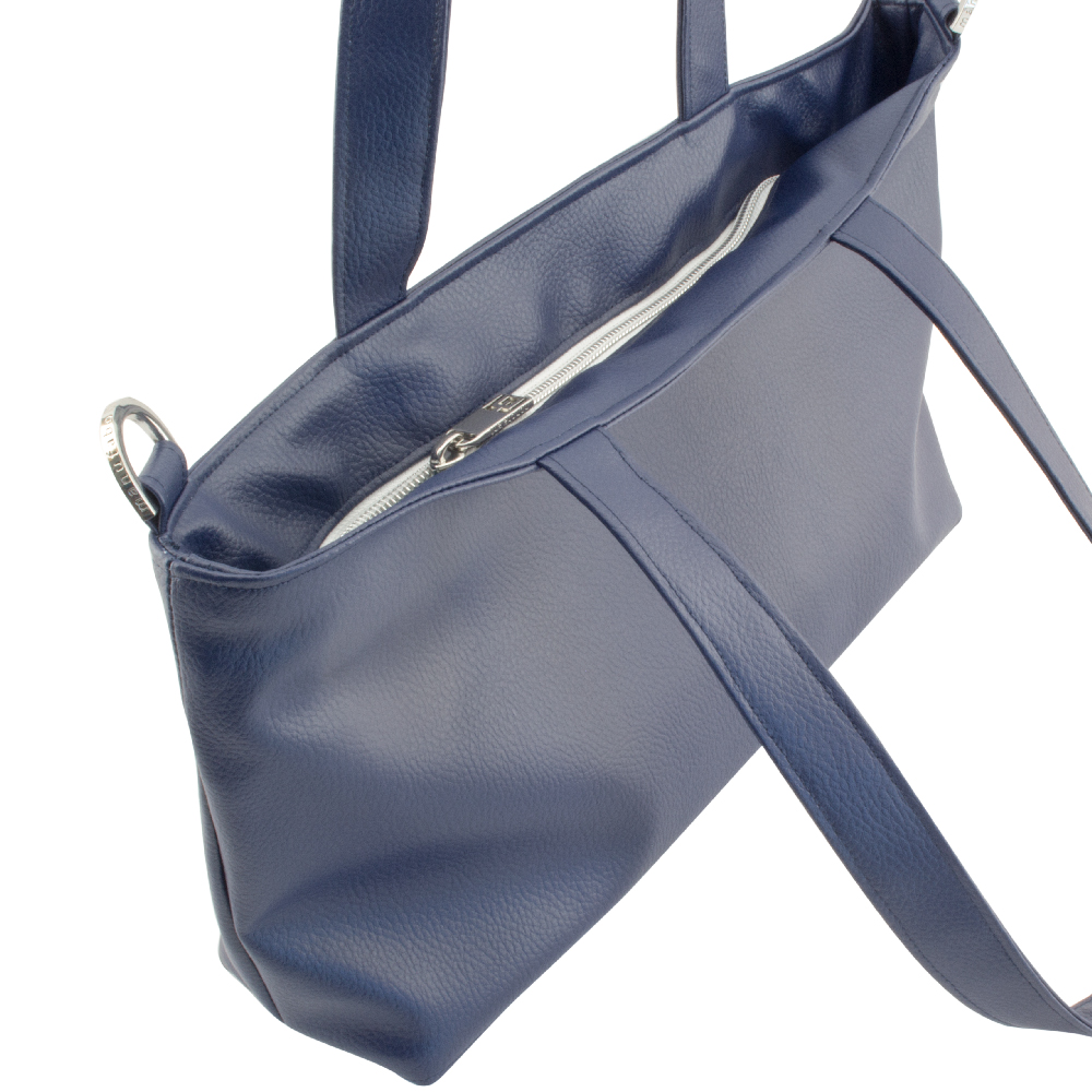 tote bag backside and zipper view by manufabo in deep navy blue