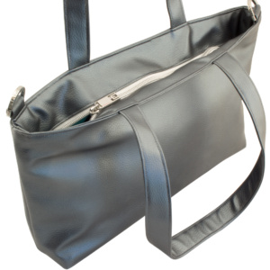 tote bag backside and zipper view by manufabo in metallic dark slate gray