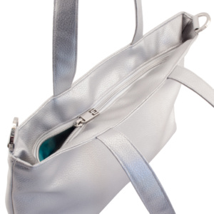 tote bag backside and zipper view by manufabo in metallic silver