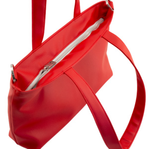 tote bag backside and zipper view by manufabo in red