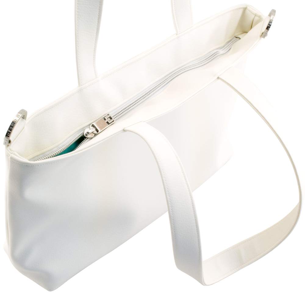 tote bag backside and zipper view by manufabo in white