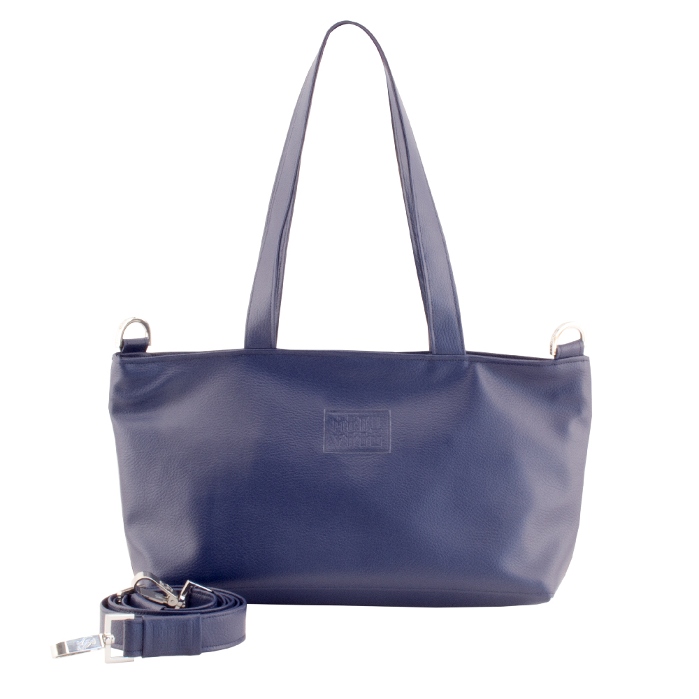 tote bag with handbag strap by manufabo in deep navy blue