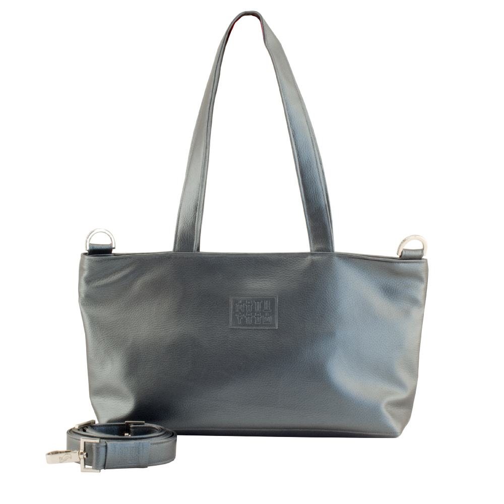 tote bag with handbag strap by manufabo in metallic dark slate gray