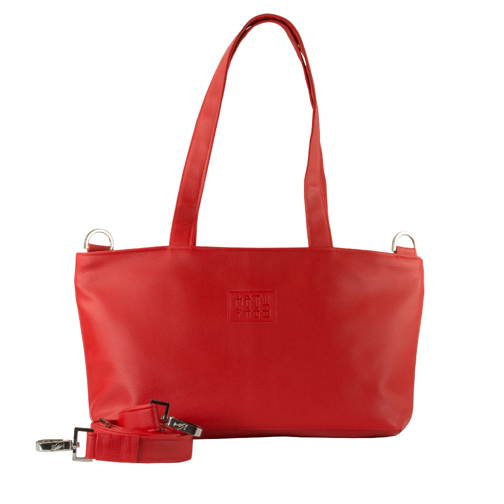 tote bag with handbag strap by manufabo in red